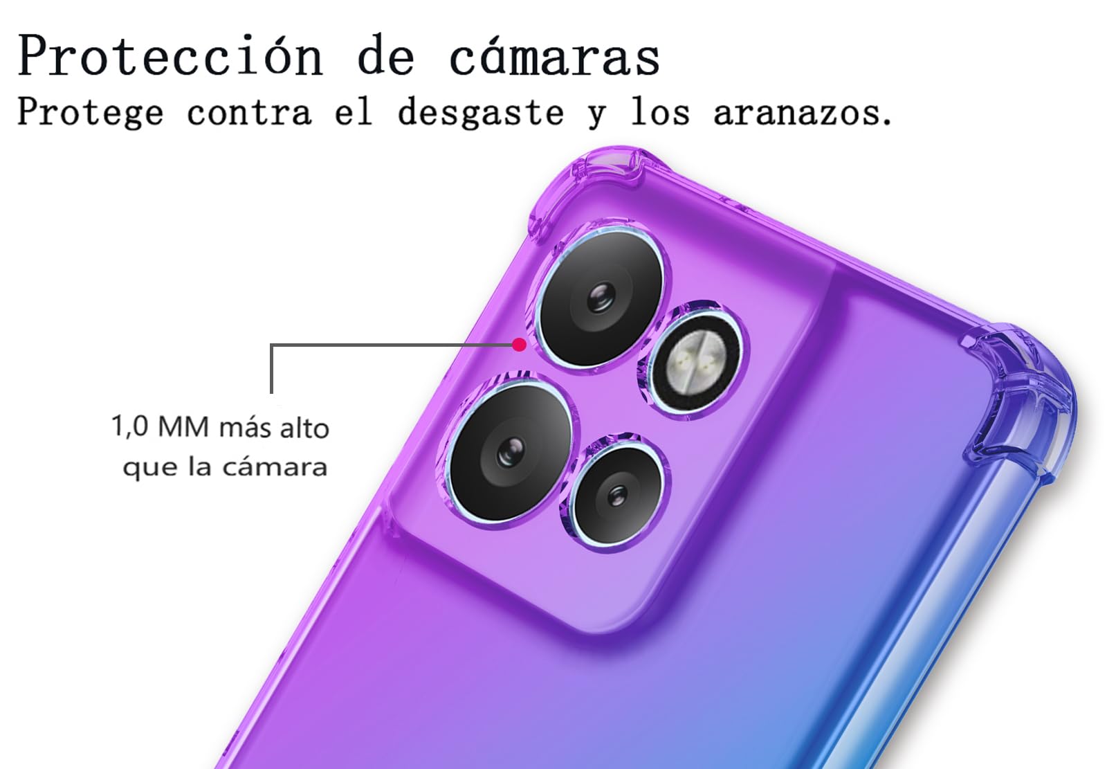 DABUNA Funda para Motorola Moto G75 5G Case Uso Rudo,Transparente Colores Degradados Protectora de Cámara Anticaída Carcasa Bumper(Púrpura Azul)
