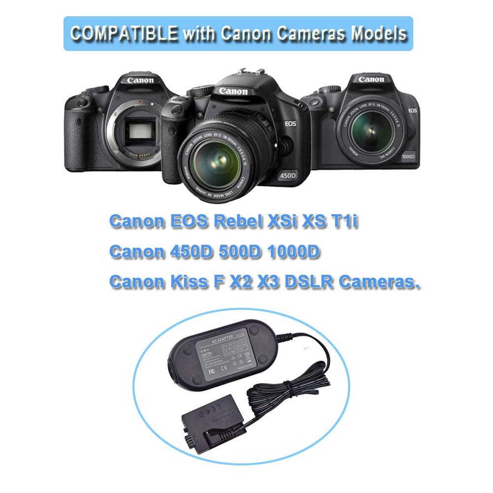 TKDY LP-E5 - Batería para chupete, kit de adaptador de corriente CA ACK-E5 para Canon.