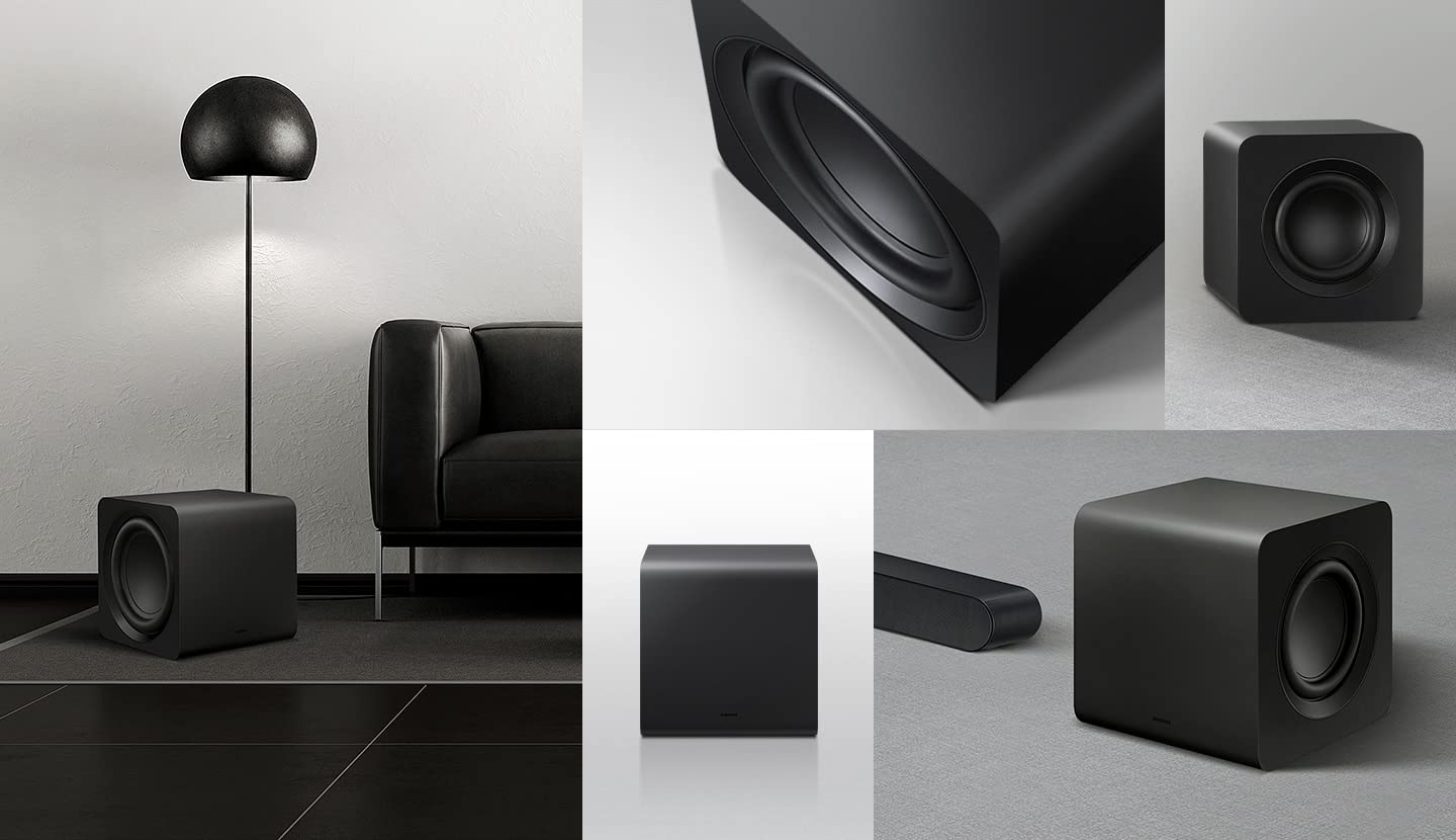 Subwoofer Samsung Negro Inalámbrico de 6.5 Pulgadas con Graves Potentes para Barra de Sonido Serie S, Diseño Compacto Unibody 2022