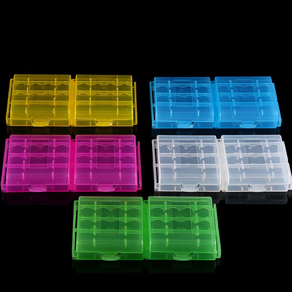 Asixx Caja Plástico, Estuches para Pila Batería,para Viajar,Acampar,IR de Excursión O En Casa.para Pilas AA 4pcs O Baterías AAA 5pcs