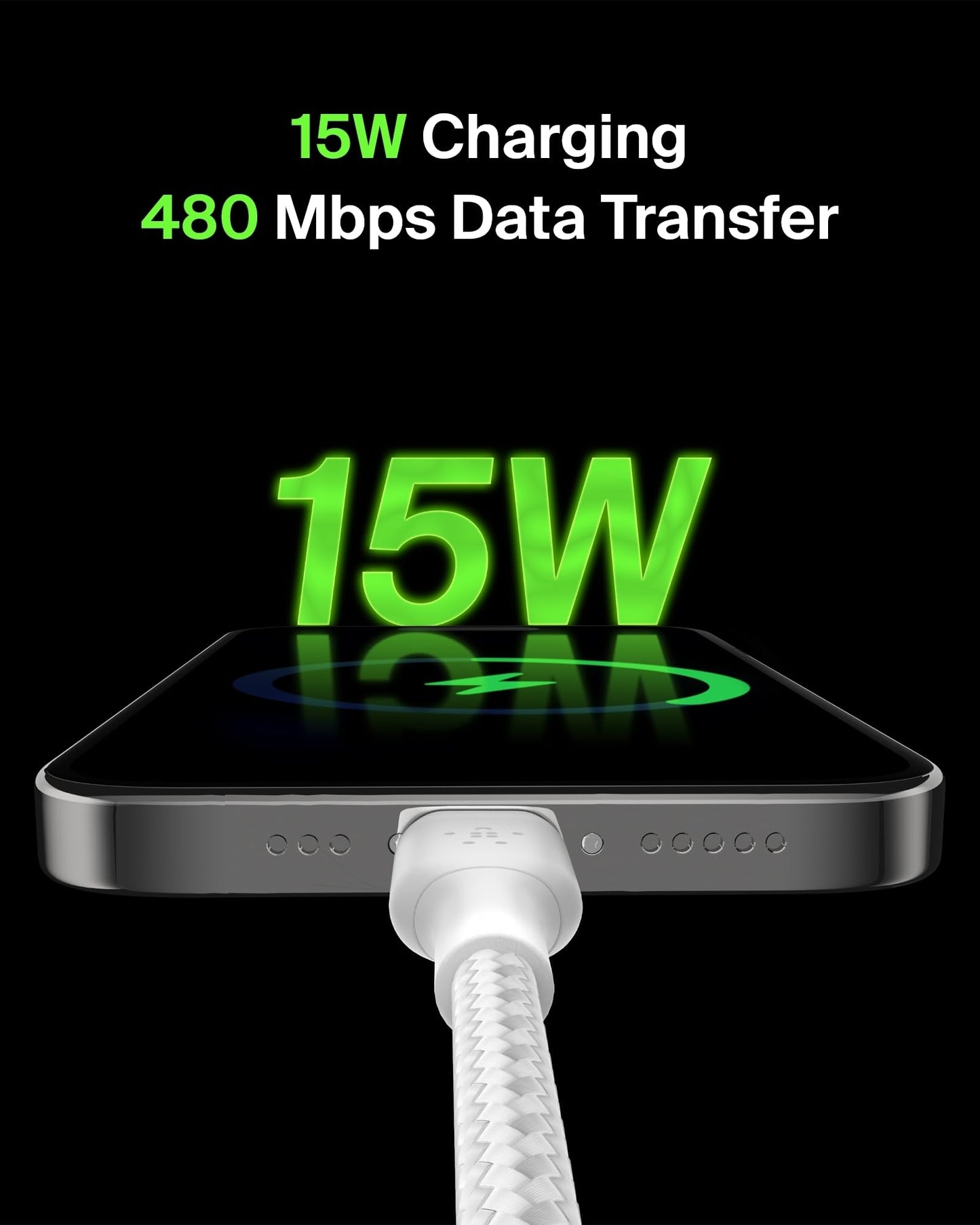 Belkin CAB002bt1MWH Cable Braided USB-C to USB-A 1M Blanco