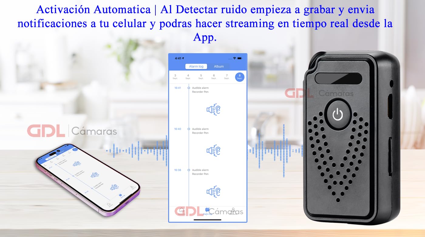 Micrófono Espía Oculto Tecno-10 Innovación WiFi Portable Grabadora de Voz con Audio en Vivo y Modo Espera de 20 Días