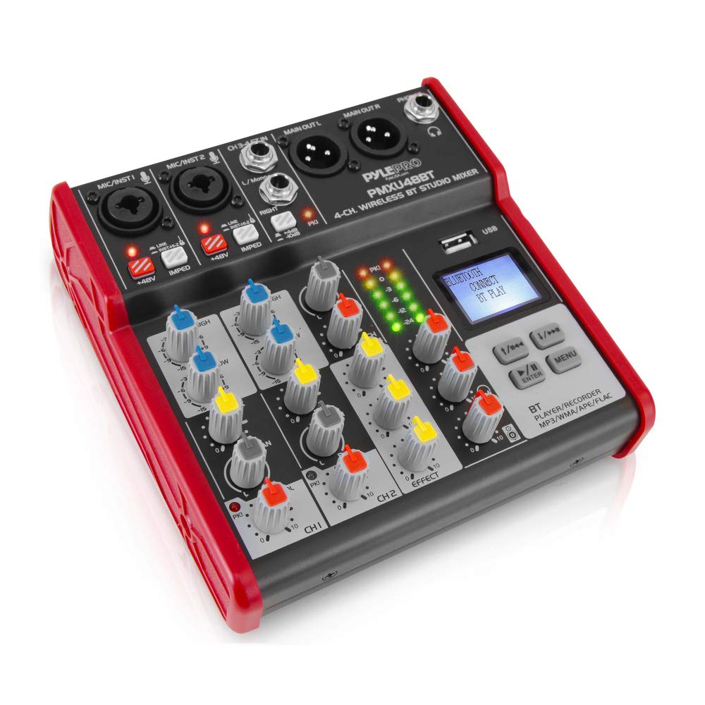 Tabla Mezcladora de Sonido Pyle Azul 4 Canales con Bluetooth Profesional para DJ