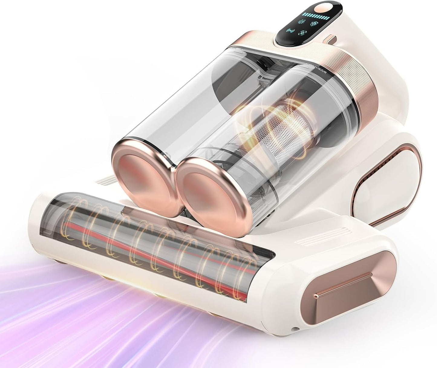 Limpiador de colchón inalámbrico de doble taza, succión de 18 Kpa, luz UV-C de 253,7 nm y tecnología ultrasónica de rotación de 80000 Rpm, aspiradora portátil de mano para limpieza de cama/sofá de