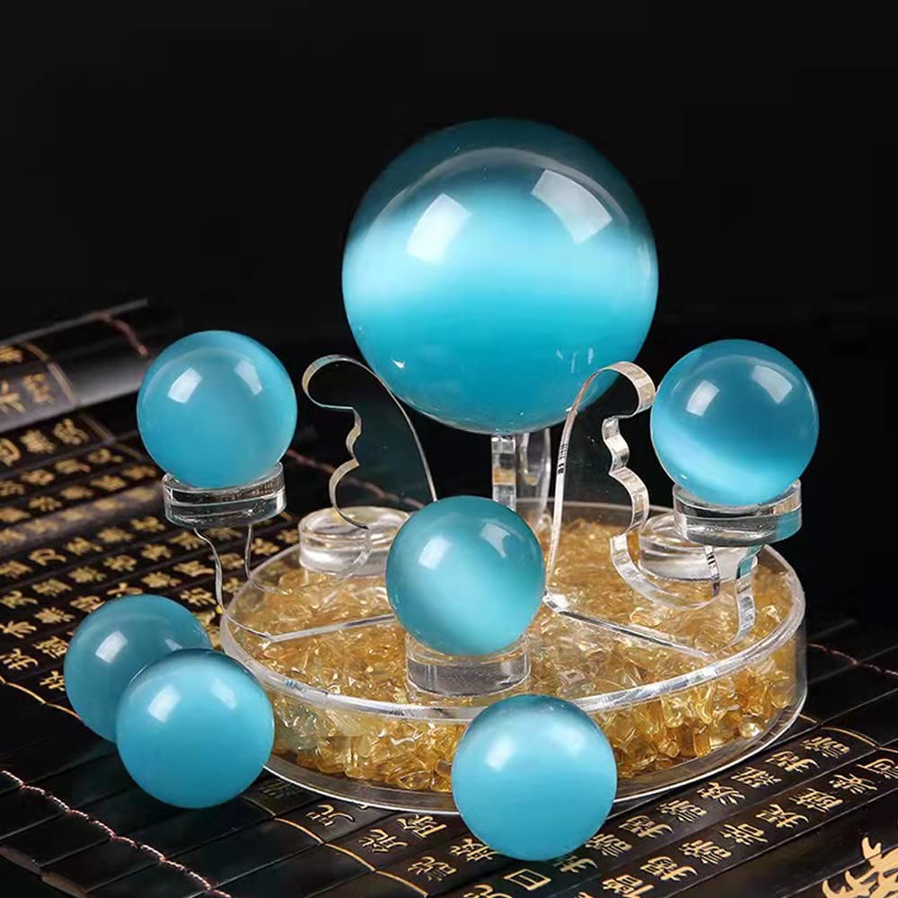 Bolas baoding de vidrio artificial de ojo de tigre azul claro de 1.57 pulgadas, bolas de salud chinas de cuarzo curativo para terapia de manos, alivio del estrés y ejercicio con dedos y muñeca con bolsa de transporte (paquete en caja) M43