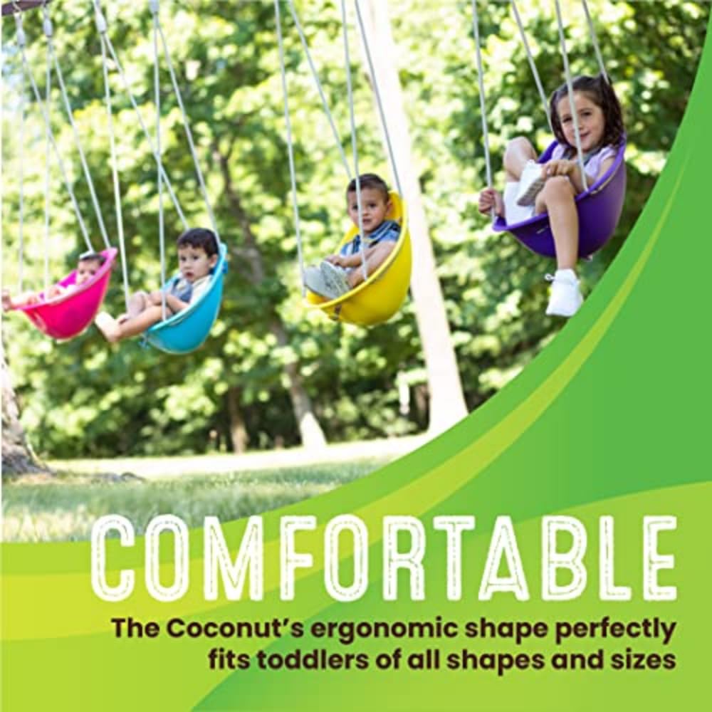 Columpio Swurfer Coconut Blanco con Cuerda sin Ampollas y Arnés de Seguridad para Bebés y Niños Pequeños