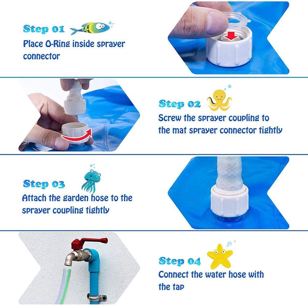 Almohadilla para salpicaduras de agua de 68 pulgadas, almohadilla para salpicaduras de verano para niños, actividades inflables en la piscina, juegos al aire libre, divertidos juguetes de agua para niños y niñas de la familia, apto para niños de 3+ años.