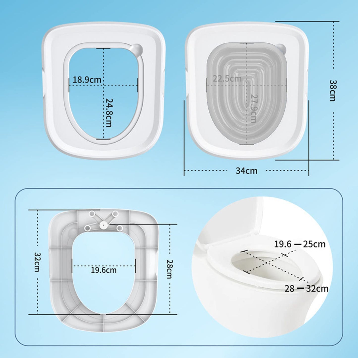 HEEPDD Asiento de Inodoro para Gatos, Entrenador de Inodoro Gatos Reutilizable Universal Gatos y Gatitos (Bandeja Blanca, 1 Soporte Interior Gris)