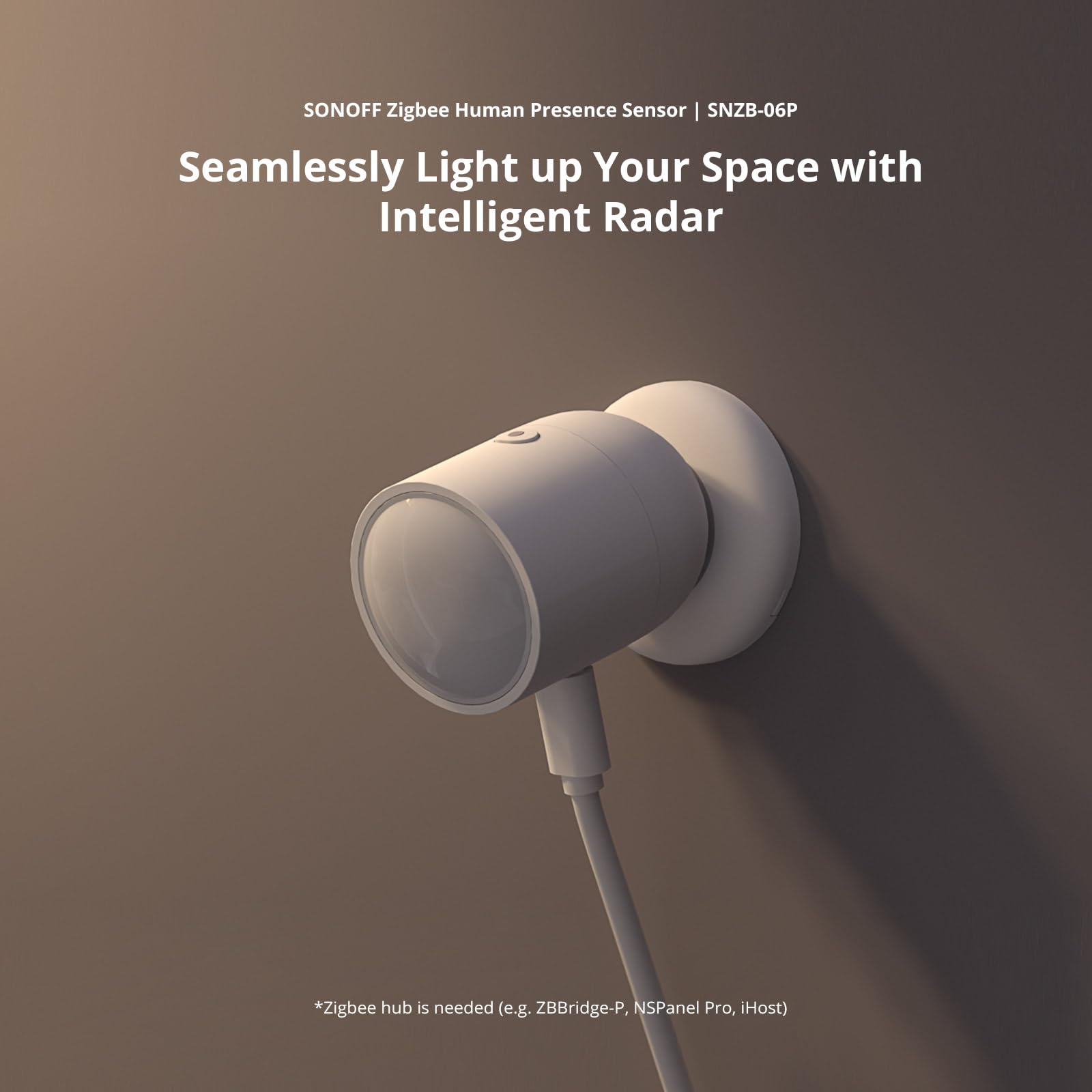 Detector de Movimiento SONOFF SNZB-06P Blanco con ZigBee para Asistencia Humana Compatible con Alexa y Google Home