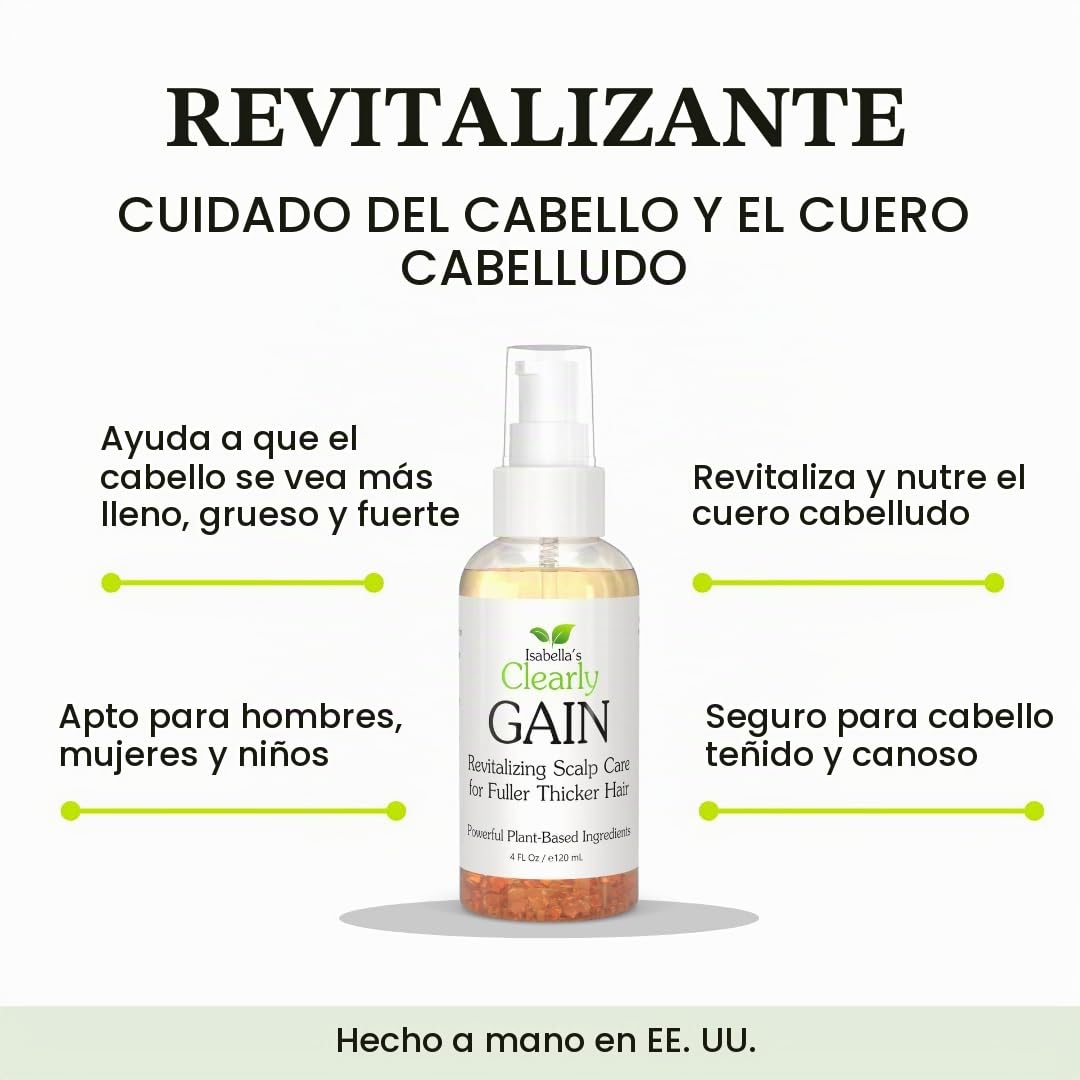 Aceite para Crecimiento del Cabello Clearly GAIN Natural con Aceite de Ricino Salvia Romero para Hombres y Mujeres