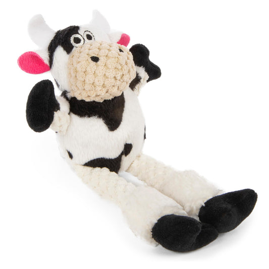 goDog Checkers Just for Me Skinny Cow Squeaky - Juguete de Peluche para Perro, tecnología Chew Guard - Blanco, Mini