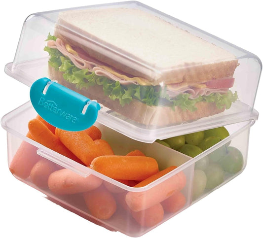 Betterware Doble Sandwichera, 3 Compartimentos Hexagonales, 15 x 15 x 10 Cm, Acero Inoxidable, Cierre Seguro con Pestillo o Broche de Presión, Lavado a Mano, 1 Pieza