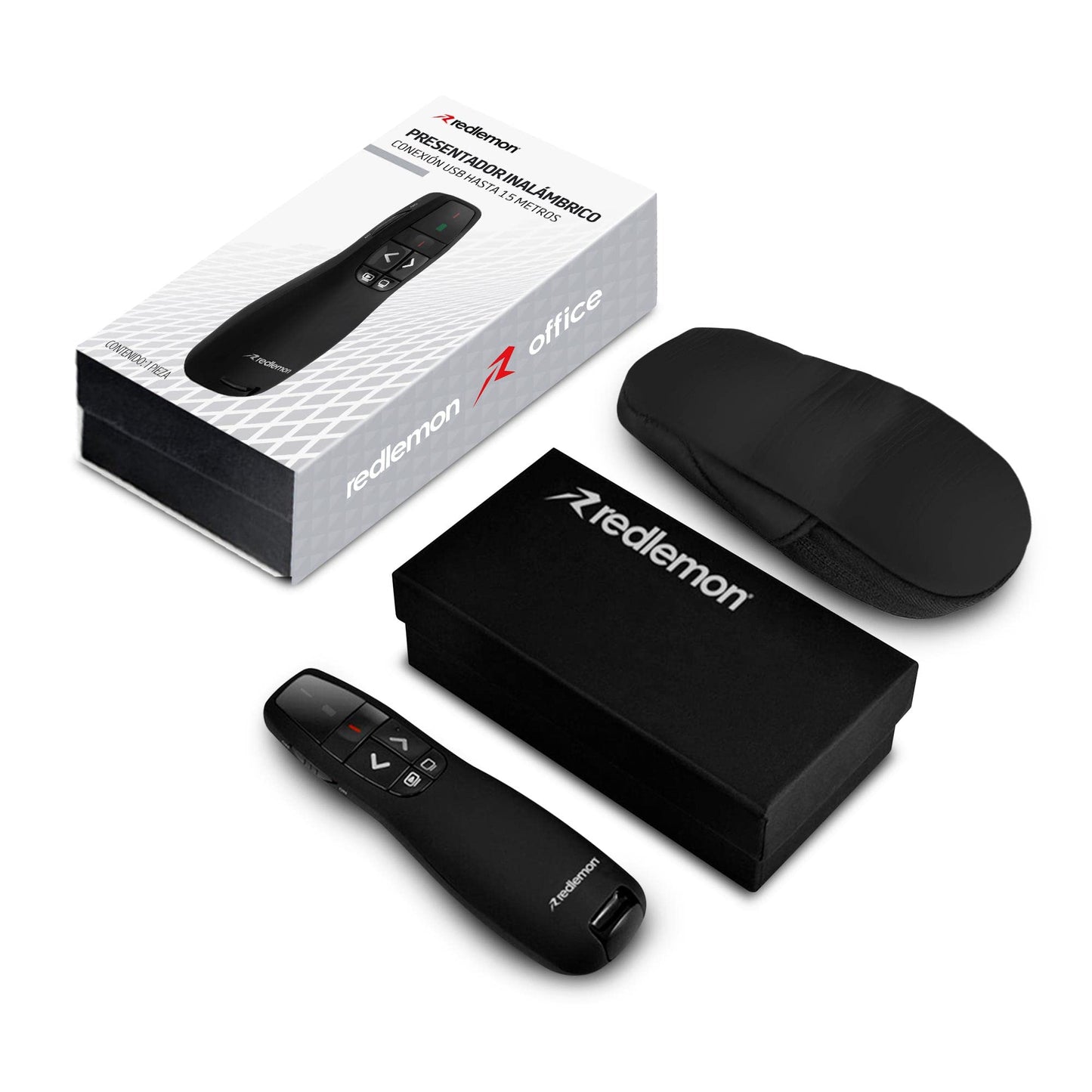 Presentador Inalámbrico Redlemon Negro con Receptor USB y Estuche