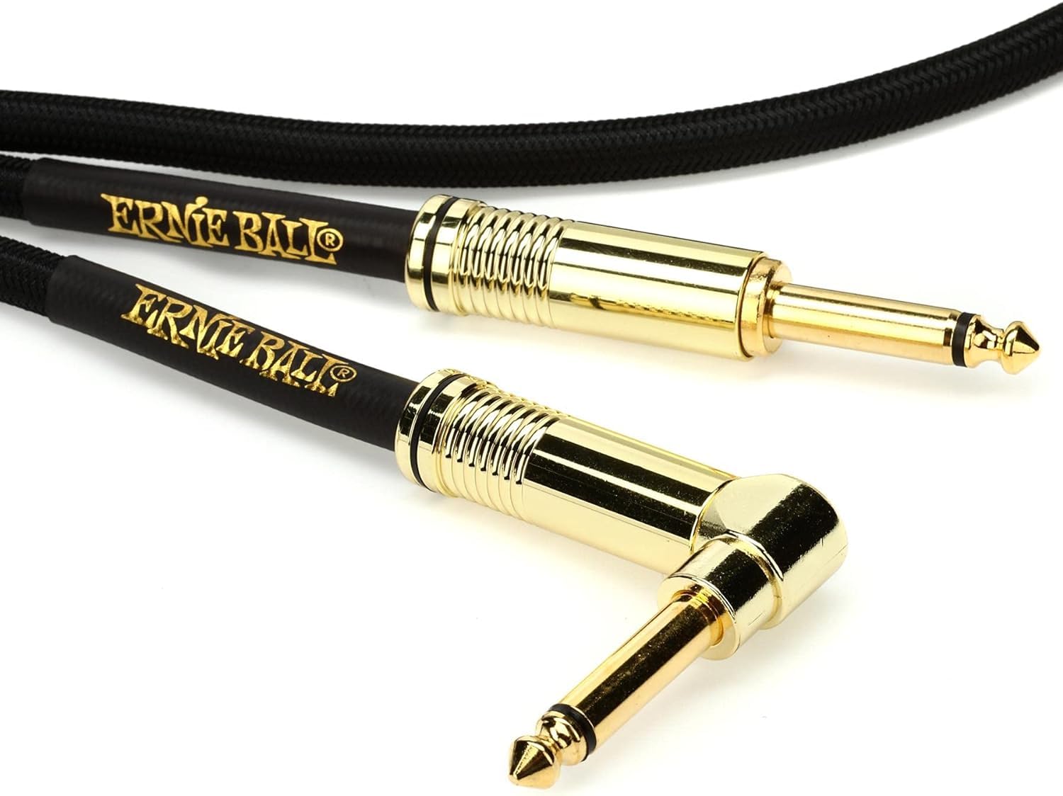 Cable Trenzado para Instrumentos Ernie Ball Negro 3 m Recto Acodado