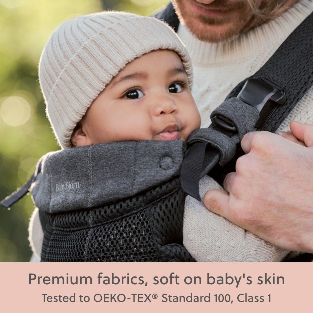 BabyBjörn Canguro Portabebé Harmony, Malla 3D, Negro | Ergonómico, para recién nacidos hasta los 3 años (3.2–15 kg), 4 posiciones, posición de piernas ajustable, suave y cómodo