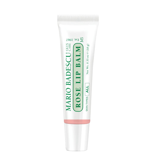 Mario Badescu Bálsamo labial hidratante de rosa para labios secos y agrietados, infundido con aceite de coco y manteca de karité, cuidado ultra nutritivo para una sensación suave, tersa y flexible, 10 gr