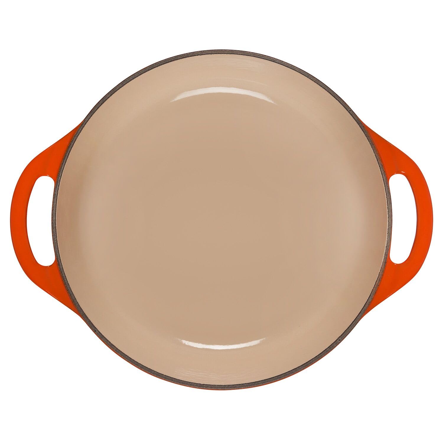 Le Creuset Horno holandés redondo poco profundo de hierro fundido, 2.75 cuartos de galón, llama