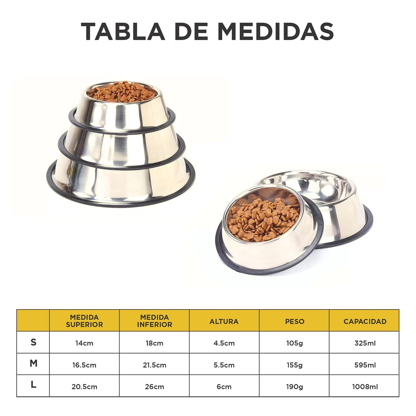 Platos para Alimento y Agua Wolfi para Perro Grande Set de Dos Tazones