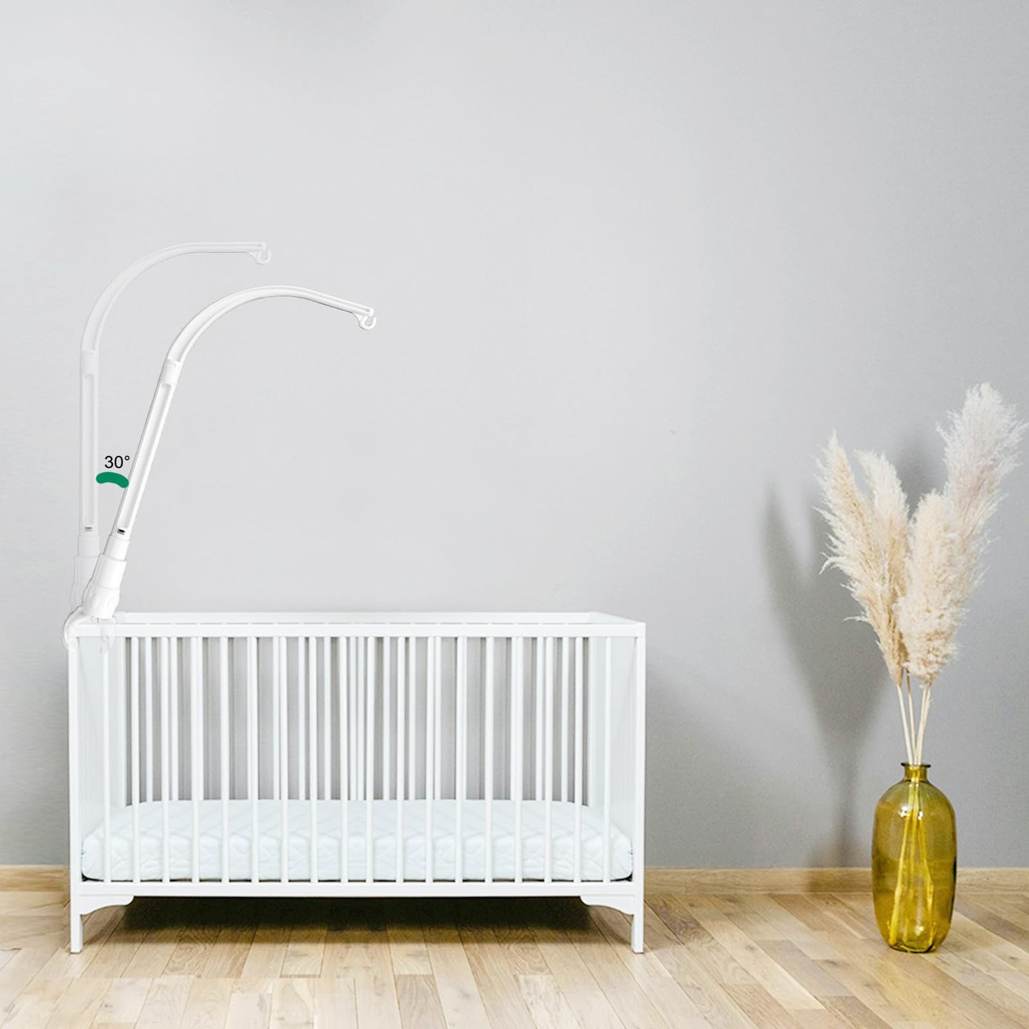 LIUDHPSP - Soporte de brazo para cuna de bebé de 23 pulgadas, la parte de garra se puede ajustar de ancho, decoración de juguete de bricolaje (soporte sin caja de música)