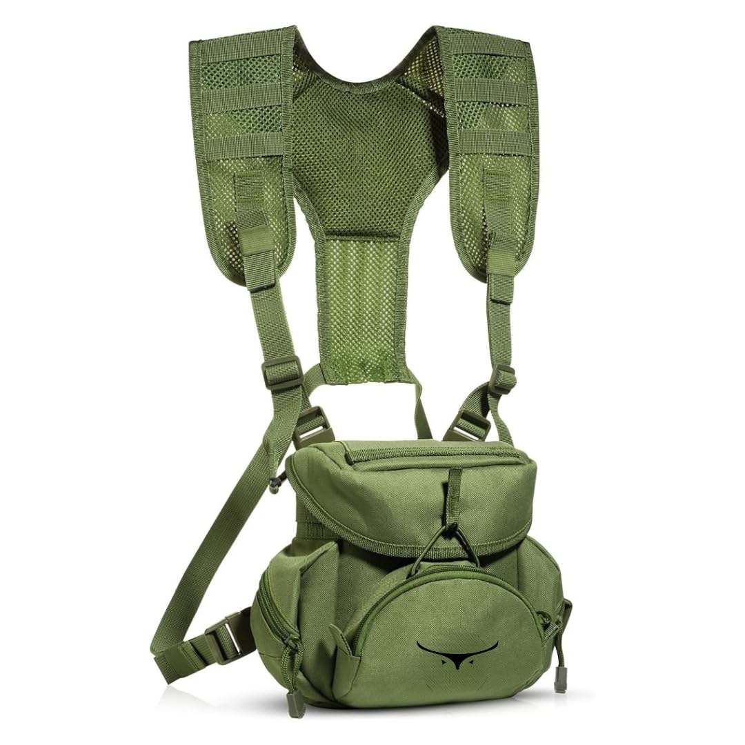 Paquete de arnés binocular para hombres y mujeres. Nuestro arnés y funda Bino es ideal para cazar, hacer senderismo y disparar. Correas Bino aseguran tus prismáticos, sostiene telémetros, teléfonos,