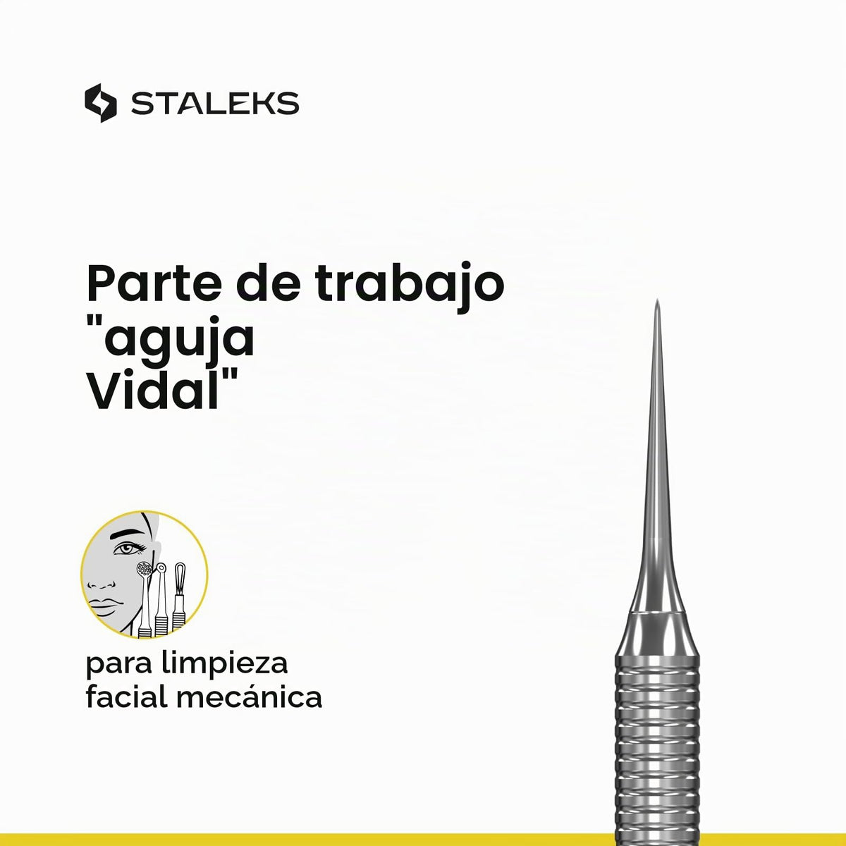 Staleks Pro Cosmetology Herramienta de doble extremo Expert 20 Tipo 4 - Una cuchara y aguja Vidal - Removedor de puntos negros de acero inoxidable - Herramienta extractor de espinillas