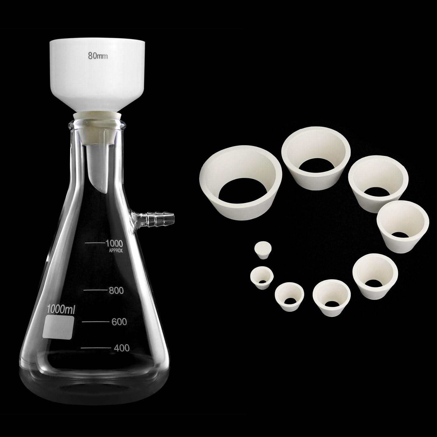 Juego de Embudo QWORK Vidrio Borosilicato 1000 ml 80 mm para Filtrar Paredes