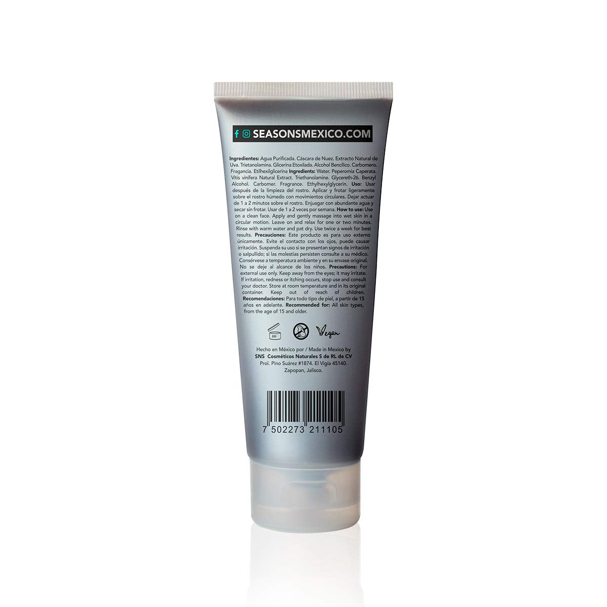 Seasons Love Your Skin Gel Exfoliante de Rostro Semillas de Uva, 100 ml
