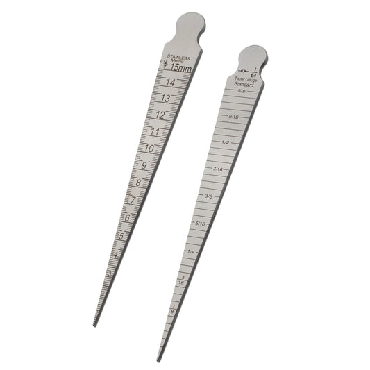 1-15 mm 1/32-5/8 calibre de soldadura cónica inoxidable prueba de soldadura de inspección de soldador cubular para medición de agujeros cilíndricos en pulgadas y métricas 2 unidades
