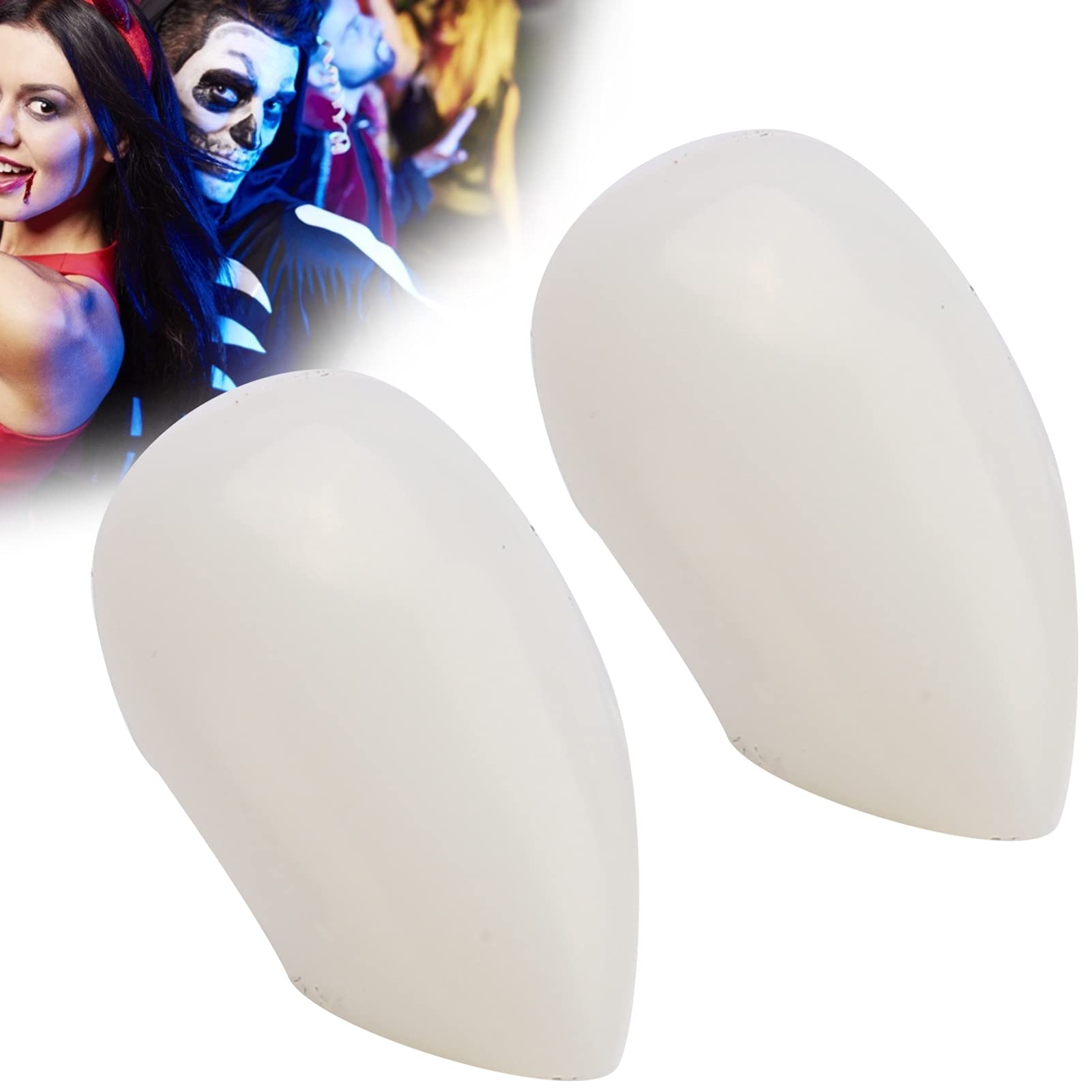 Dientes de colmillos de vampiro, dentaduras postizas vampiro, accesorios para fiestas Halloween, dientes postizos terror realista con adhesivo de pellets de dientes, para fiesta cosplay Halloween(1,3)