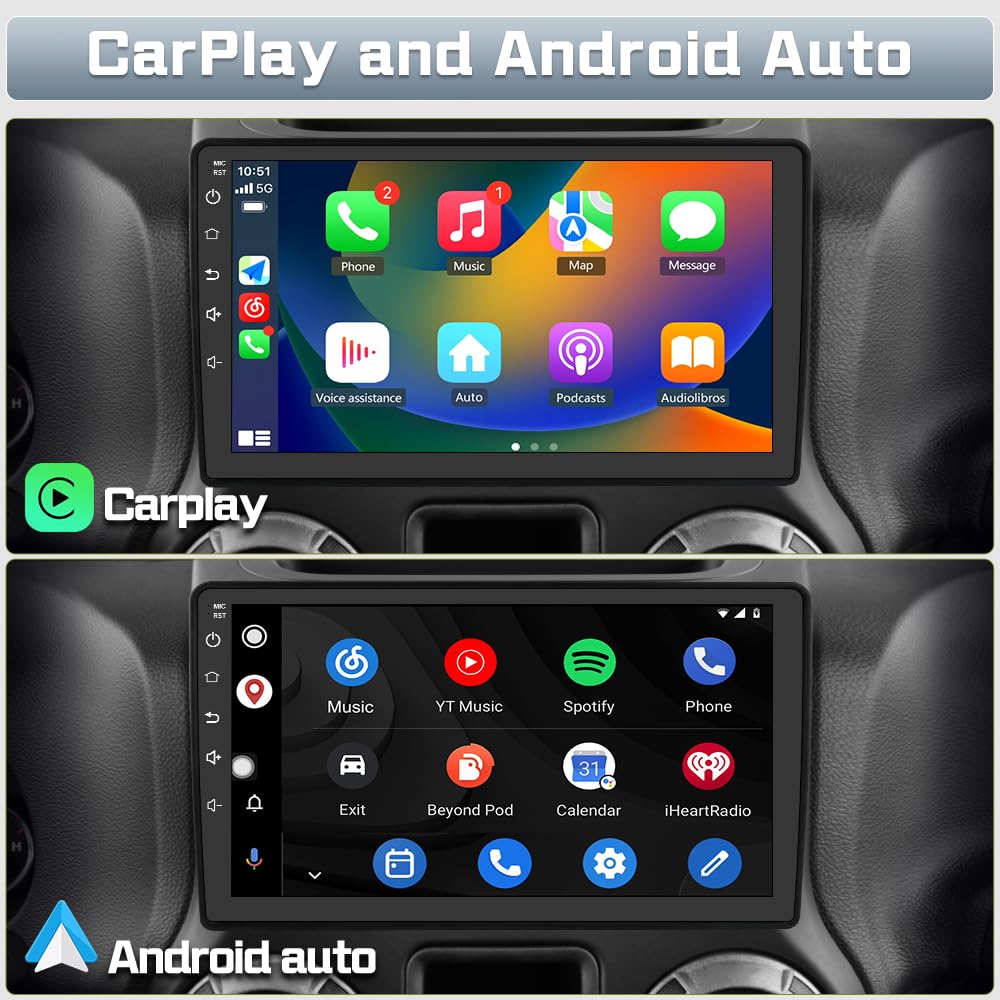 Radio estéreo de coche para Jeep Wrangler JK 2007-2018 Dodge Ram Android 13 con inalámbrico CarPlay Android Auto