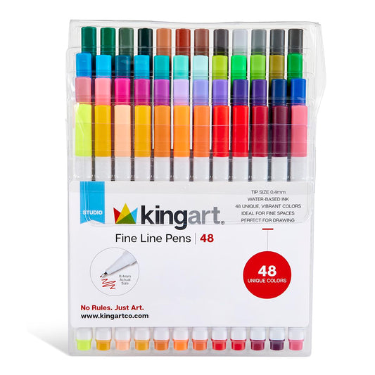 KINGART 418-48 - Juego de rotuladores de líneas finas, 48 colores únicos, punta de 04 mm, juego de 48