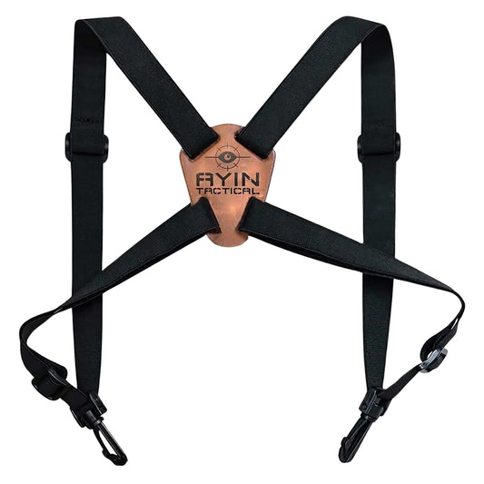 AYIN Arnés binocular, correa binocular, arnés de prismáticos de lujo ajustable para caza, aves, observación deportiva, arnés de correas cruzadas binoculares, arnés de cámara, arnés de telémetro, negro, talla única, Negro, One Size