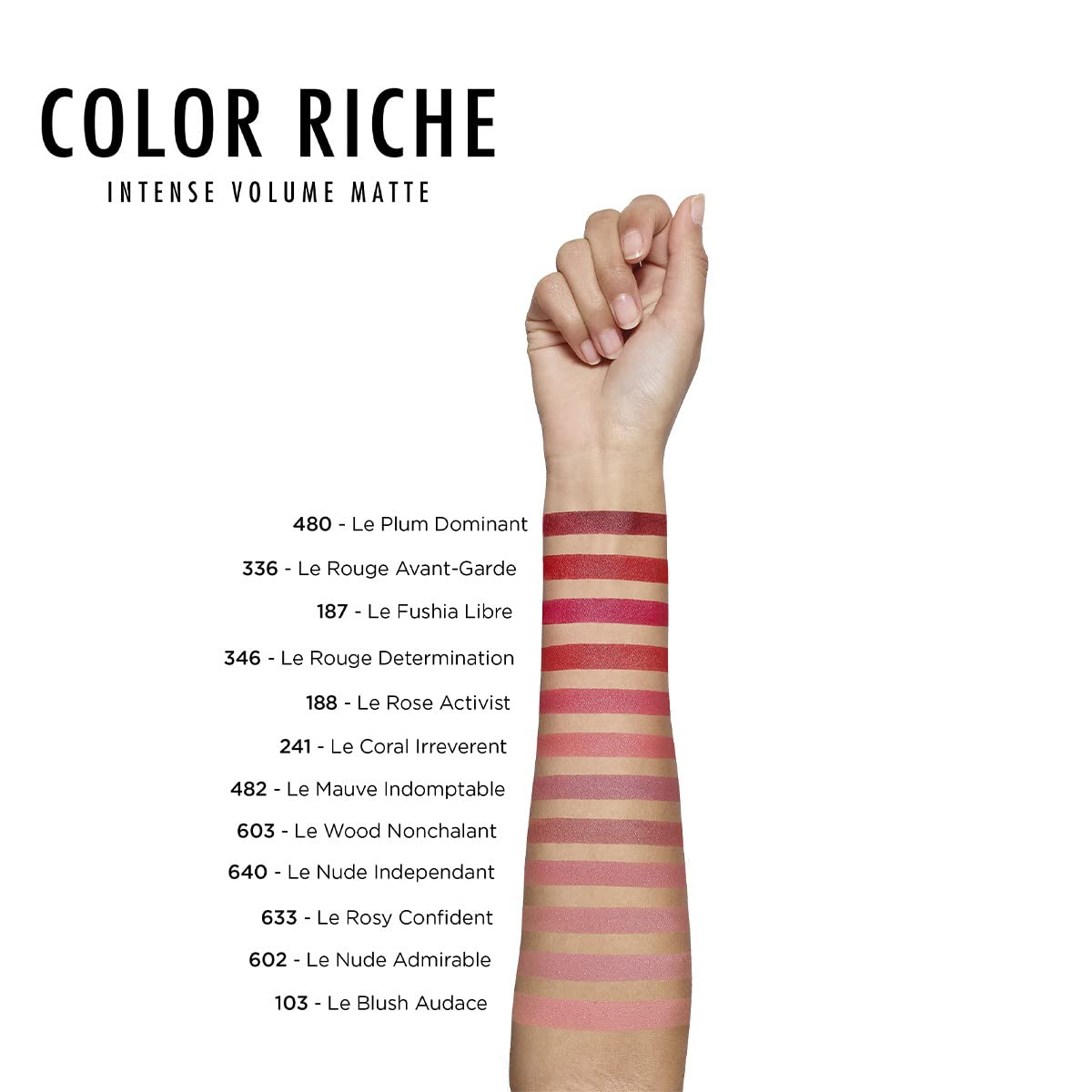 L'Oréal Paris Labial en Barra Mate con Ácido Hialurónico, Color Riche Intense Volume Matte |482 LE MAUVE INDOMPTABLE, 1.8g