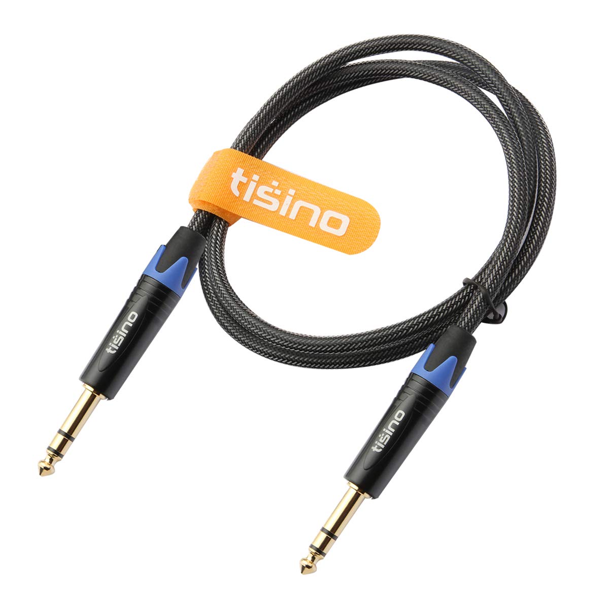 TISINO Cable TRS de 6,35 mm, trenzado de nailon de 6,35 mm, cable de audio balanceado, macho a macho, 5 metros