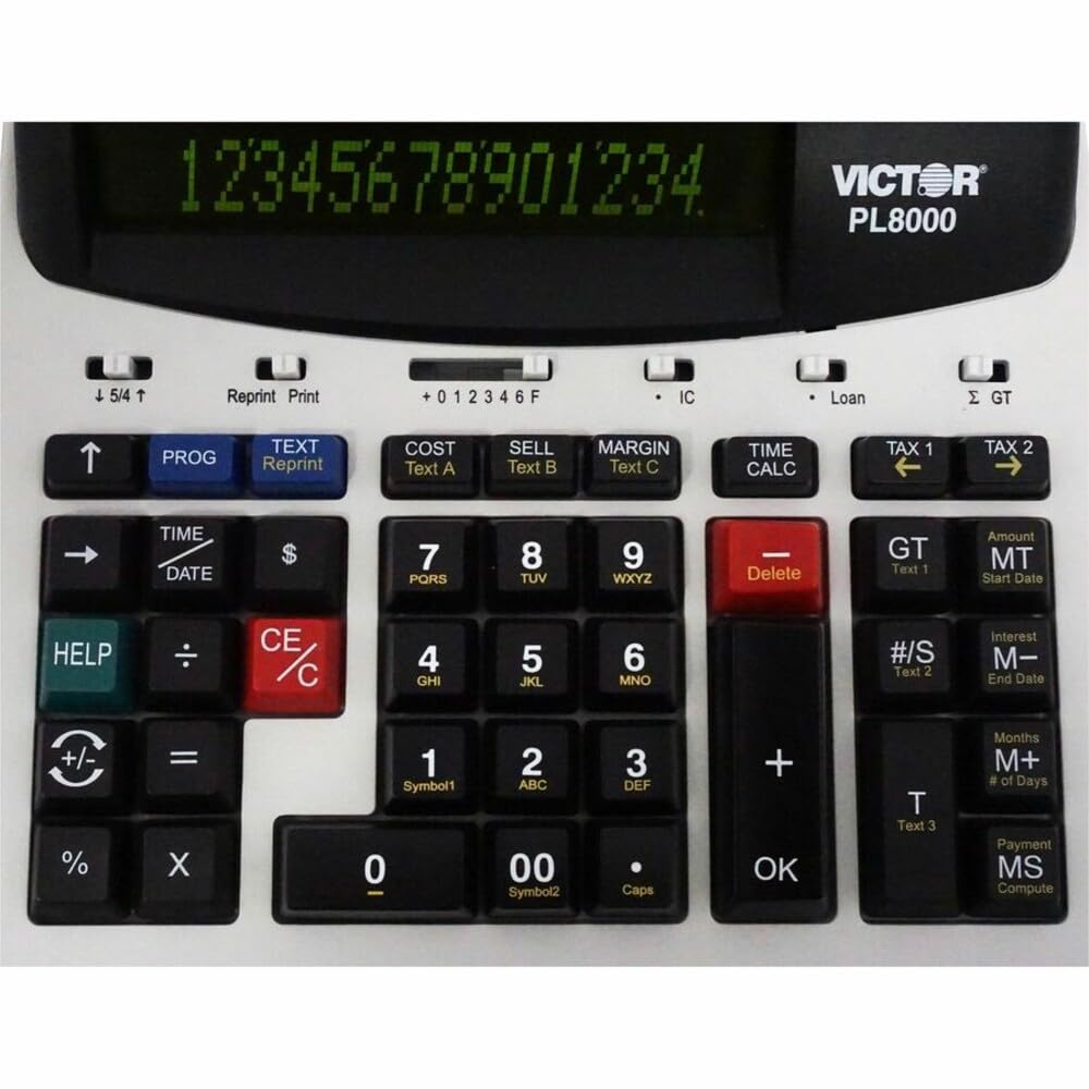 Victor Technology PL8000 Calculadora de impresión térmica, lógica rápida, Clave de Ayuda, 8.0 líneas por Segundo