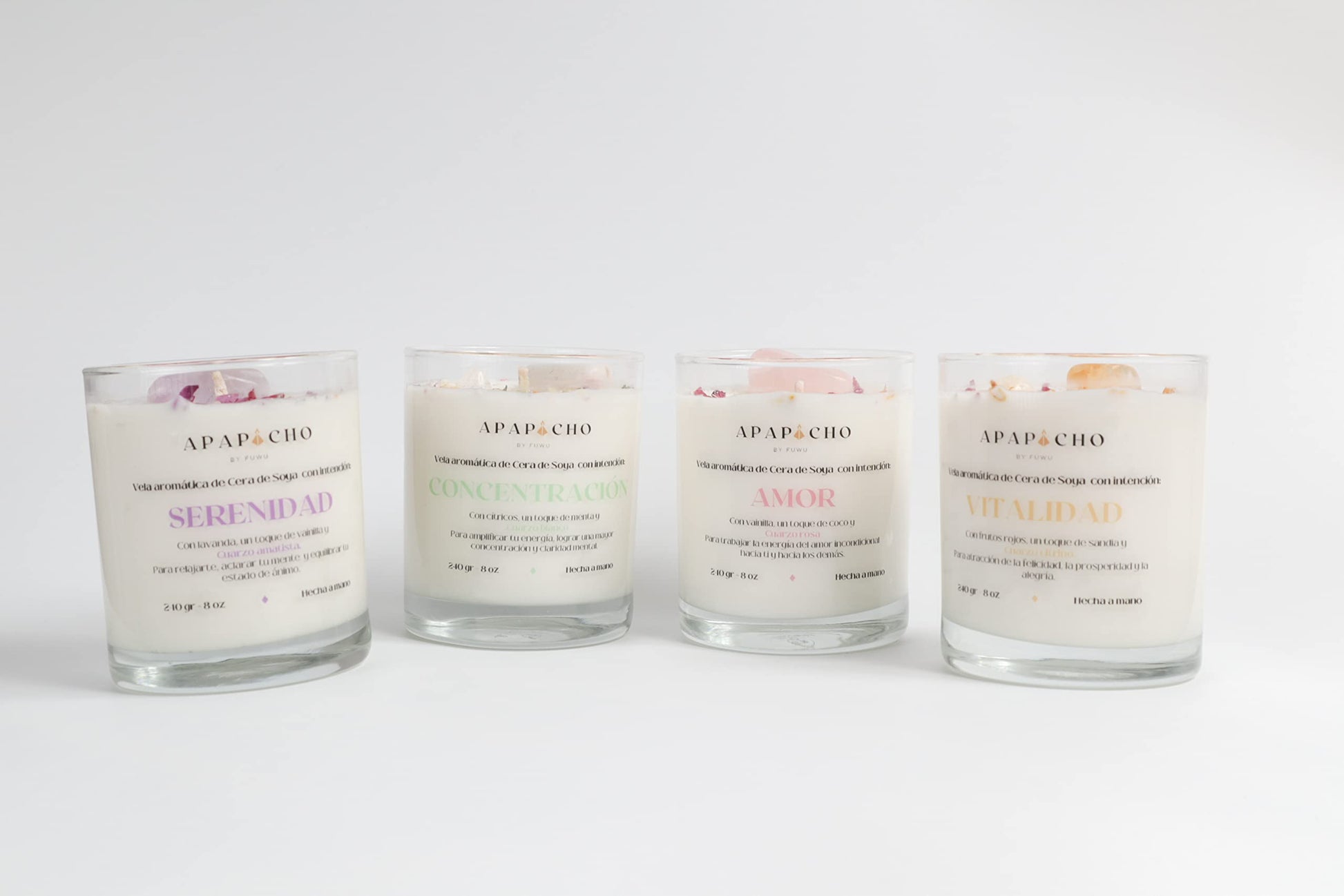 Fuwu, velas aromaticas relajantes de cera de soya con cuarzos naturales, velas decorativas hechas a mano con hierbas de olor, aromatizantes para hogar, velas aromaticas (Vainilla con coco)