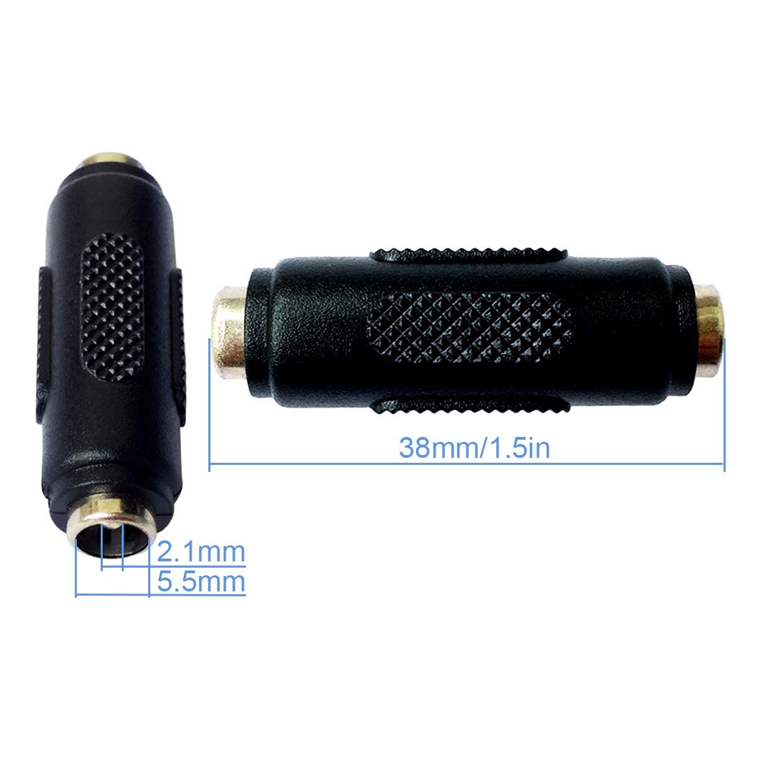 Lime2018 - Adaptador de conector hembra a hembra (5,5 mm x 2,1 mm, 12 V, 5 A, adaptador de enchufe de alimentación CC para vigilancia de seguridad doméstica, 5 unidades)