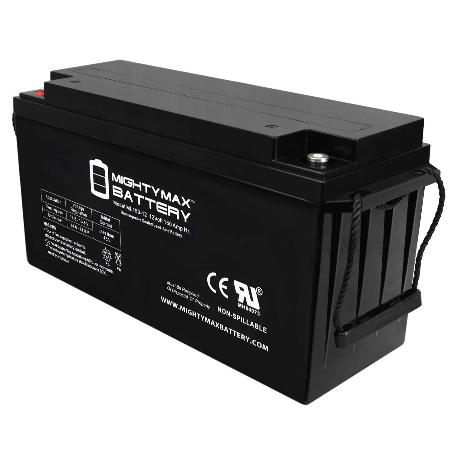 Batería Recargable SLA AGM Mighty Max Battery ML150-12 Negra 12 Voltios 150 AH Terminal Interno