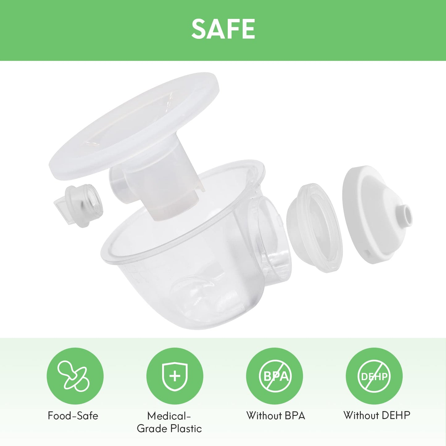 LOZAEVE Baby CaraCups - Colección de leche portátil, juego de tazas de recolección de leche materna manos libres, compatible con Spectra S1 / S2, Medelaa, Lansinohh, 99.9% de bombas de leche