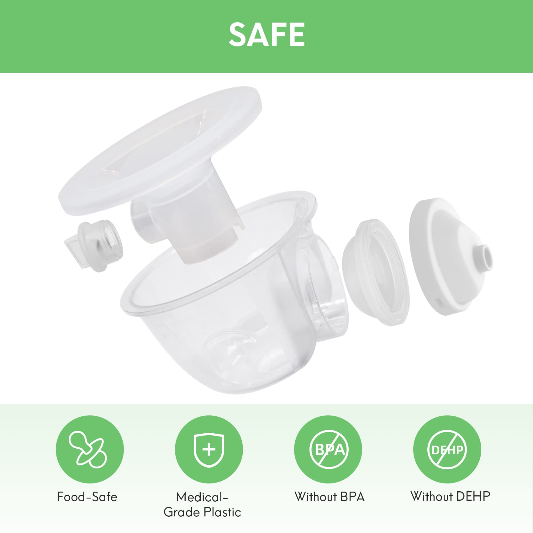LOZAEVE Baby CaraCups - Colección de leche portátil, juego de tazas de recolección de leche materna manos libres, compatible con Spectra S1 / S2, Medelaa, Lansinohh, 99.9% de bombas de leche