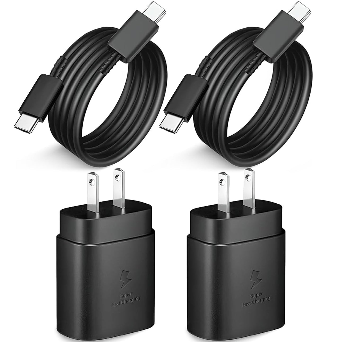 Cargador Tipo C, 2PCS Cargador de 25W Carga Rapida con Cable Tipo C de 1.8m, Cargador USB C para Galaxy S23 Ultra/S23/S23+/S22/S22+/S21+/S20/S20+/S22 S21 S20 Ultra(Negro)