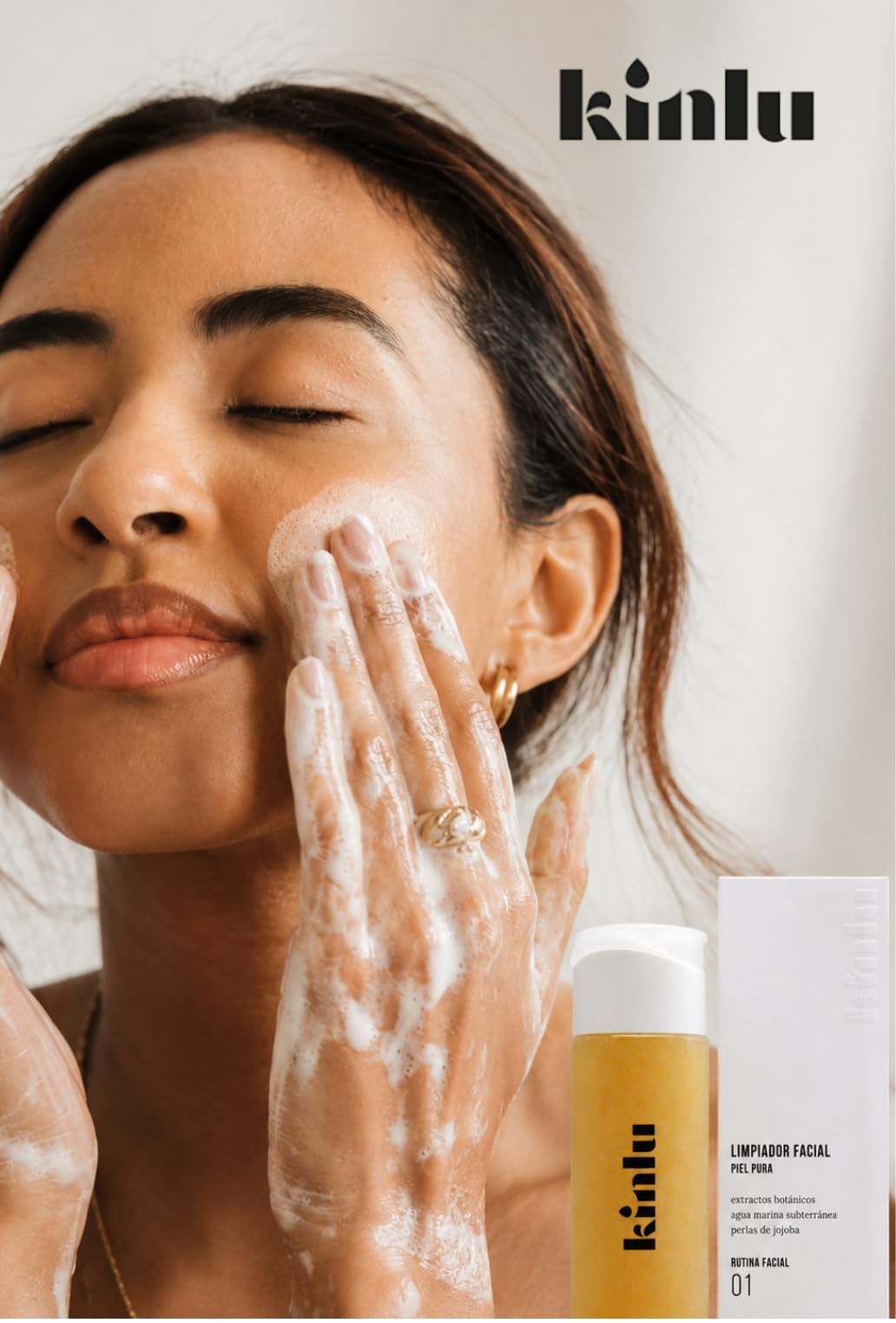 RF/01 Limpiador Facial Piel Pura de KINLU (150ml) Limpieza Profunda y Exfoliación Suave, Para Todo Tipo de Piel