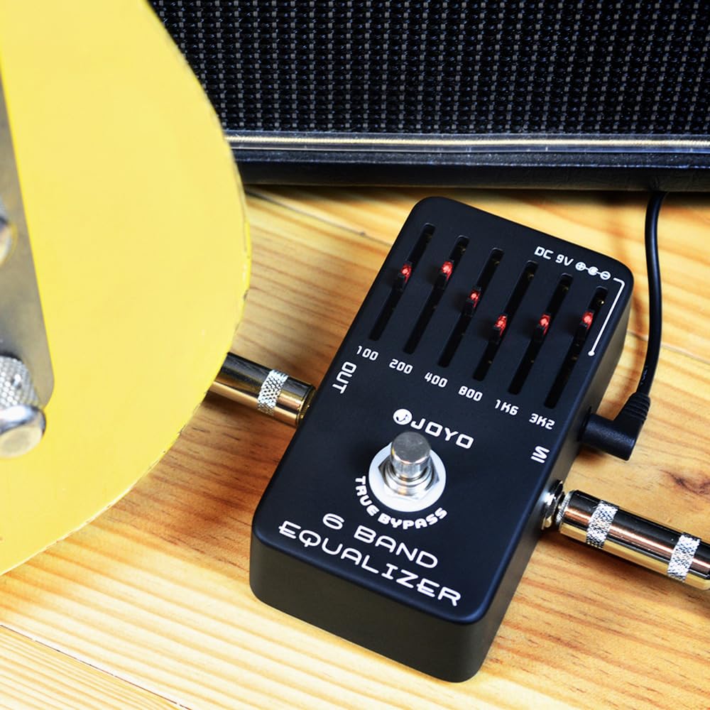 JOYO EQ - Ecualizador de guitarra eléctrica de 6 bandas (100 Hz, 200 Hz, 400 Hz, 800 Hz, 1,6 kHz, 3,2 kHz) proporciona ± 18 dB para cada banda (JF-11)