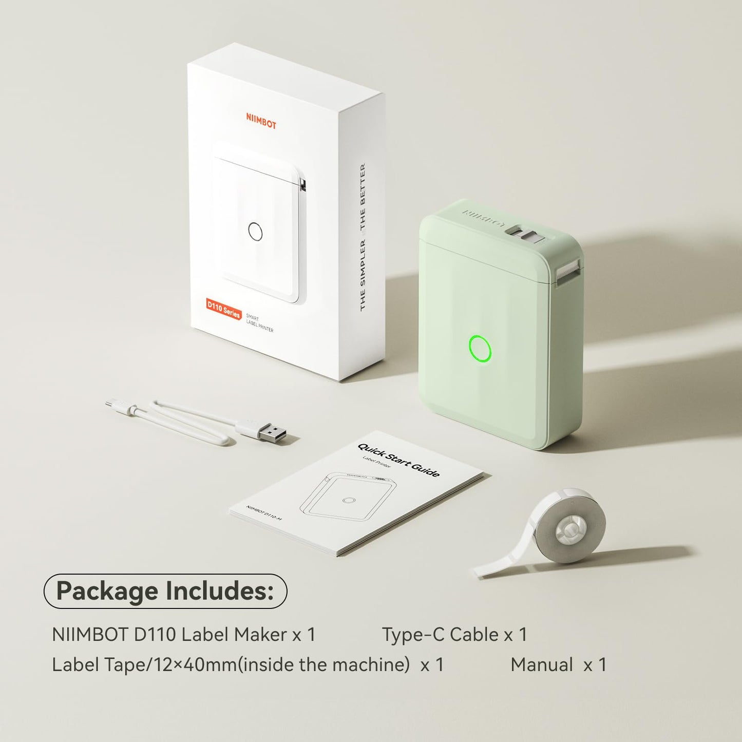 NIIMBOT D110 - Mini máquina para etiquetar con cinta, impresora térmica Bluetooth portátil, etiquetadora de calcomanías con múltiples plantillas para organización de oficina, hogar, cocina, escuela,
