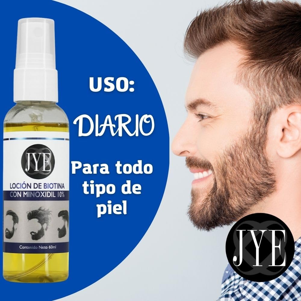 Tratamiento para Barba y Cabello JYE 10% en Negro con Biotina y Bergamota para Crecimiento Unisex