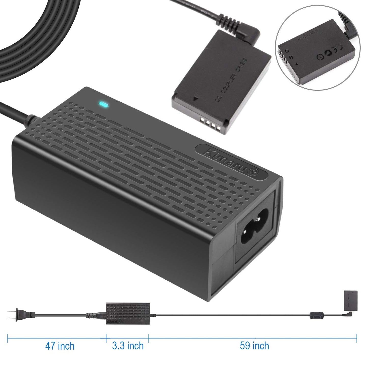 Kimaru LP-E12 Dummy Battery ACK-E12 Adaptador de corriente CA DR-E12 Kit de acoplador CC para cámaras Canon EOS M50 Mark II, M50, M200, M100, M10, M2, M