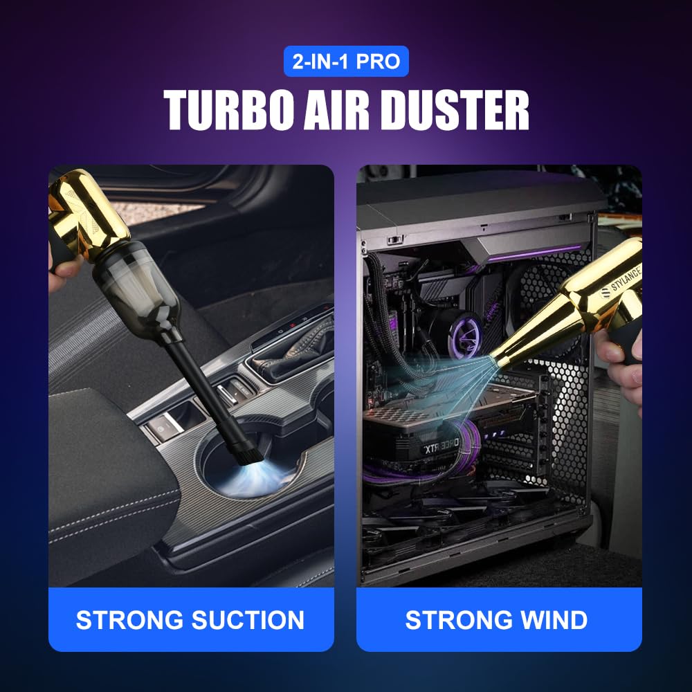 Plumero de aire comprimido, soplador de barbero, plumero eléctrico, mini soplador de aire portátil Jet Dry de 3 engranajes, aspiradora inalámbrica, para PC, oficina, salón, ventilador, portátil