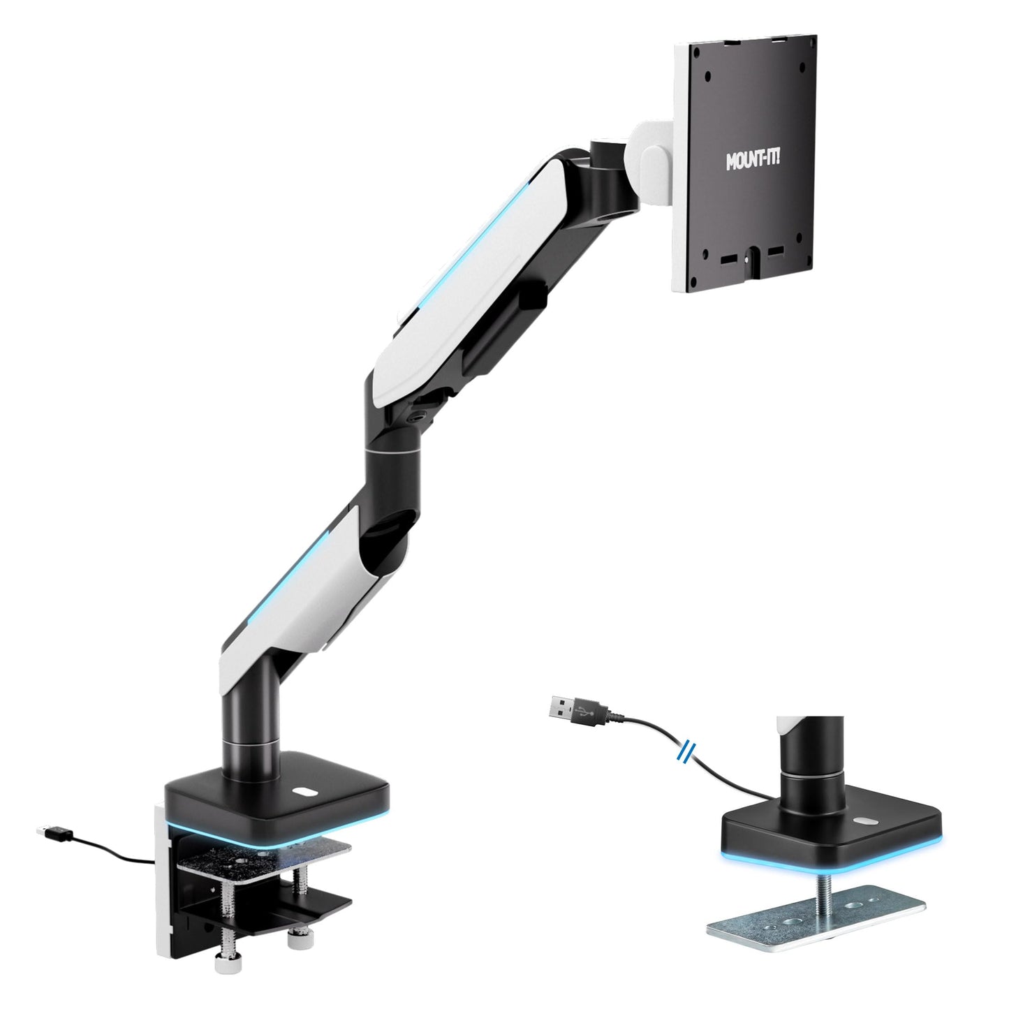 Brazo de Monitor Mount-It! Negro Ultra Ancho de Alta Resistencia para Monitores Curvados de hasta 49 Pulgadas