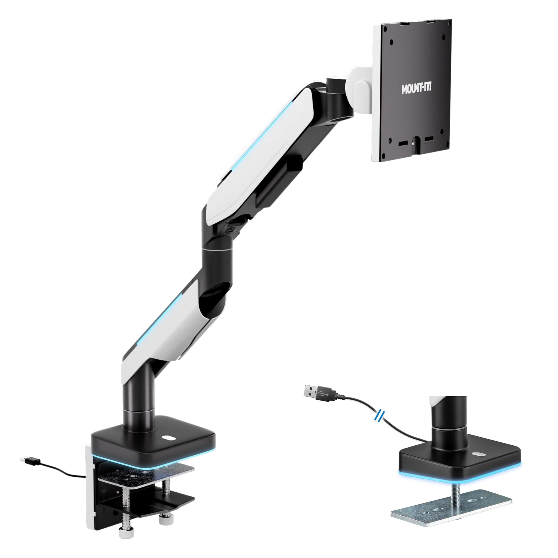 Brazo de Monitor Mount-It! Negro Ultra Ancho de Alta Resistencia para Monitores Curvados de hasta 49 Pulgadas