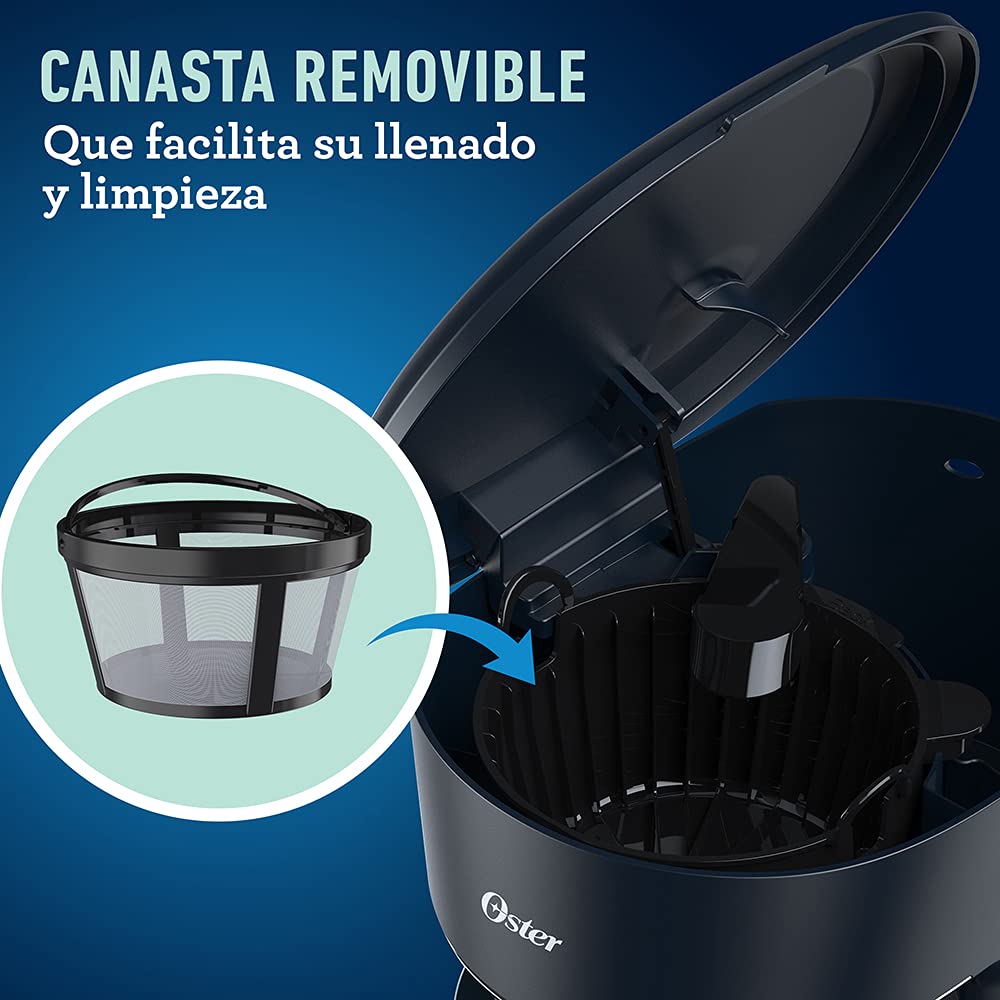 Cafetera Oster Negra Sistema Programable con Reloj Digital de 12 Tazas